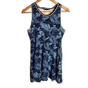 PINK vs tropical print Blue skater dress